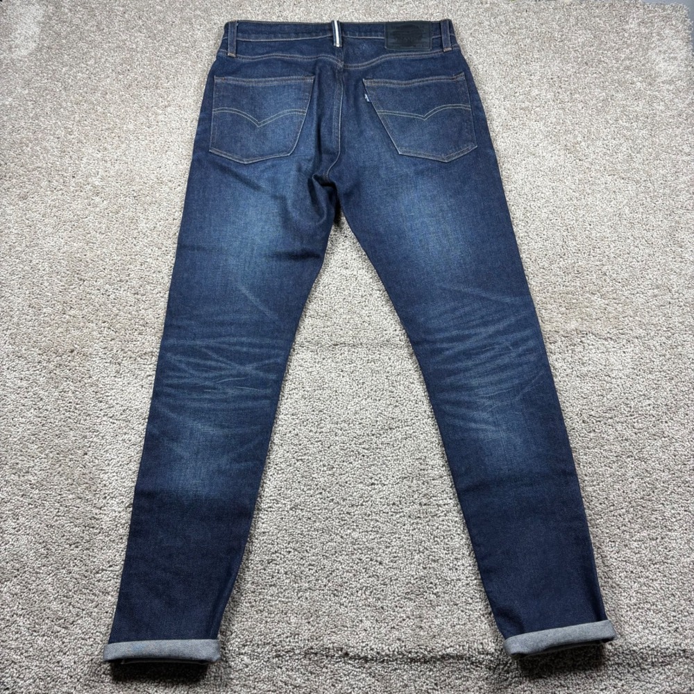 Levis 512 Slim Taper Blue Tab Selvedge Jeans Mens 30x34 Dark Wash Kaihara Denim